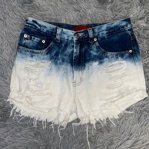 Signature8 ombré distressed denim shorts